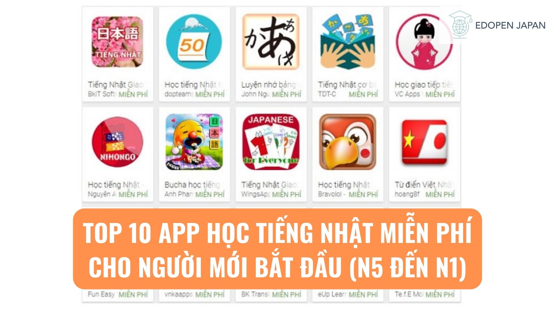 Ảnh minh họa bài viết TOP 10 APP HỌC TIẾNG NHẬT MIỄN PHÍ CHO NGƯỜI MỚI BẮT ĐẦU (N5 ĐẾN N1) trên Mokumoku
